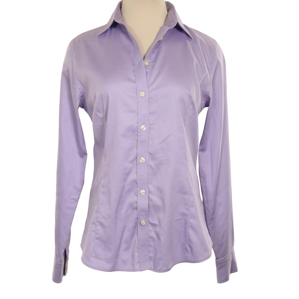 Banana Republic Button Up Shirt Women 8 Non-Iron Tailored Fit Lavender Cotton